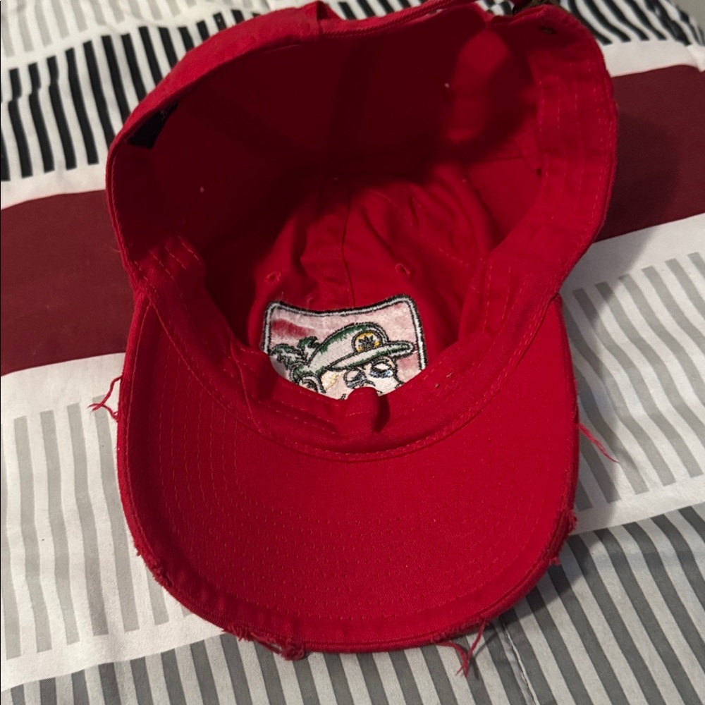 Red Baseball Cap With Embroidered Patch - image 2